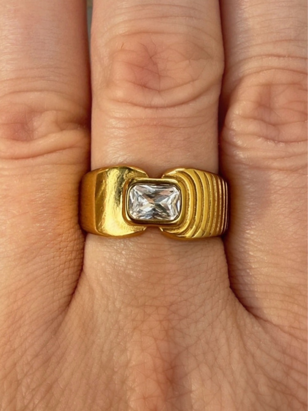 Chunky Gold Bezel Ring | Waterproof & Tarnish Proof | Size 7